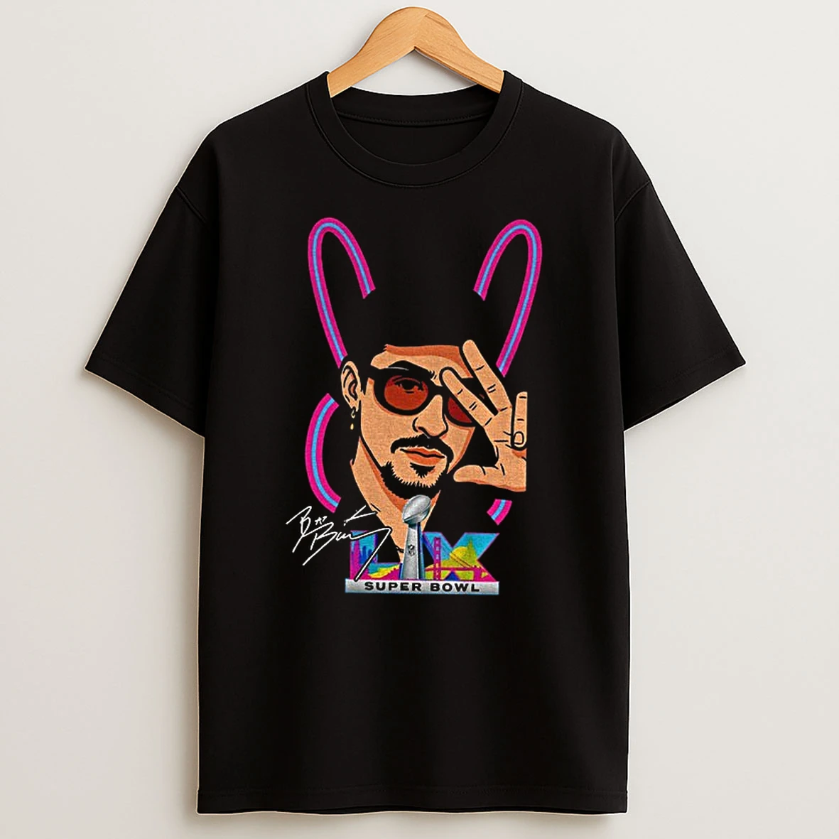 Bad Bunny Super Bowl Benito Bowl Bunny Ears Signature 2026 T Shirt