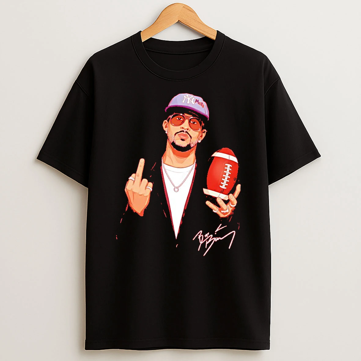 Bad Bunny Middle Finger Im Here For The Benito Bowl Lx 2026 Signature T Shirt