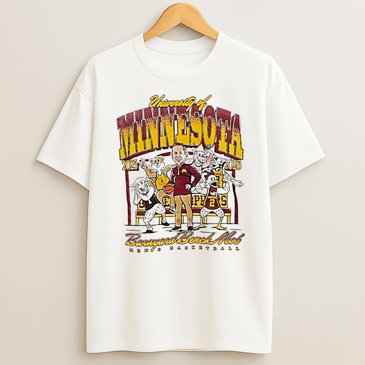 Barnyard Bench Mob University Of Minnesota Golden Gophers Mens Basketball T Shirt