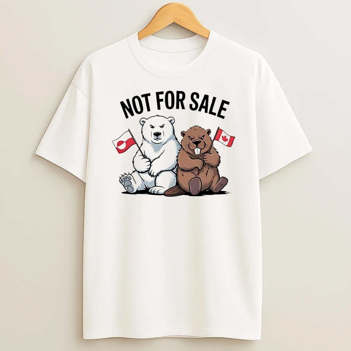 Bear And Beaver Canada And Greenland Is Not For Sale Anti Maga T Shirt