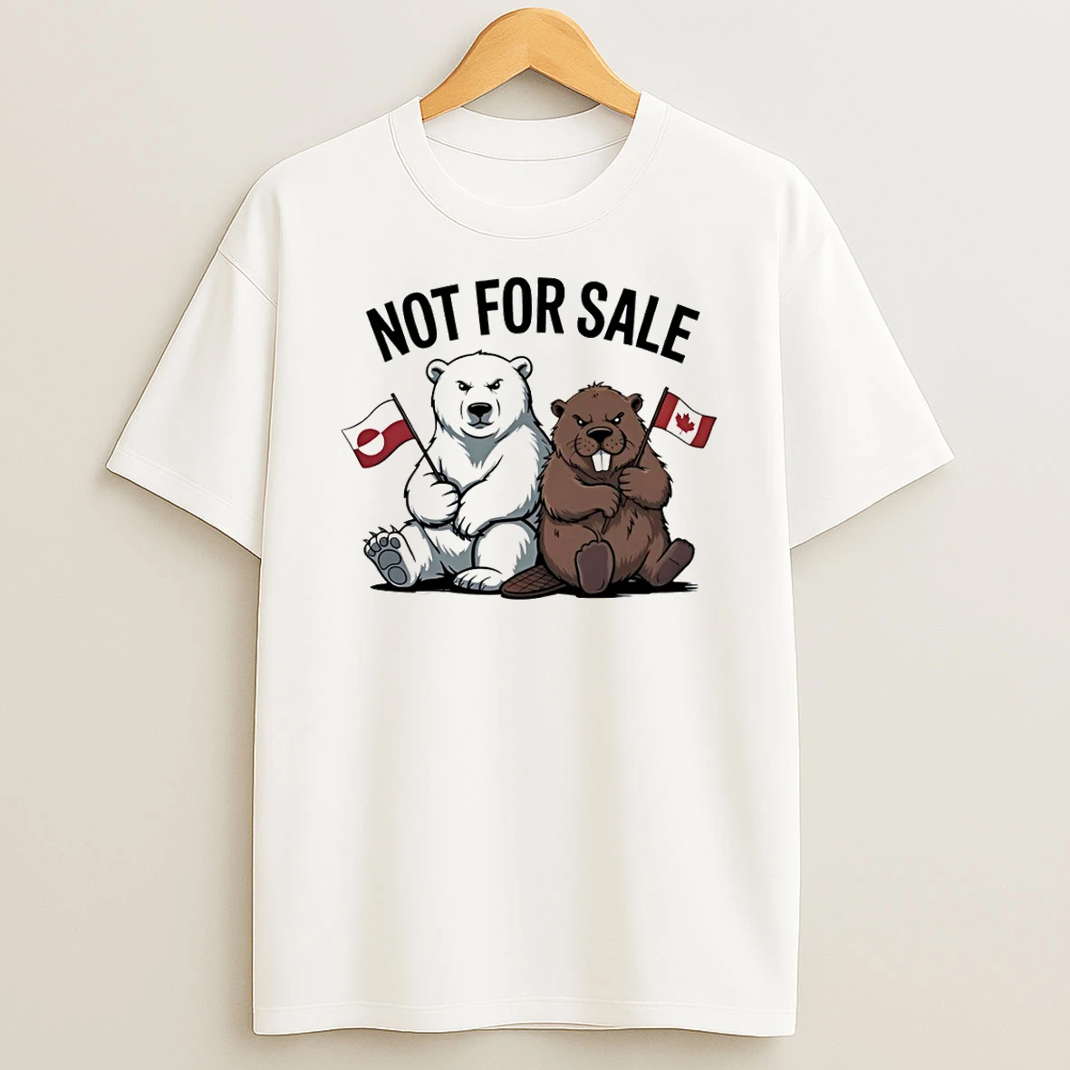 Bear And Beaver Holding Flag Not For Sale Political Anti Maga T Shirt