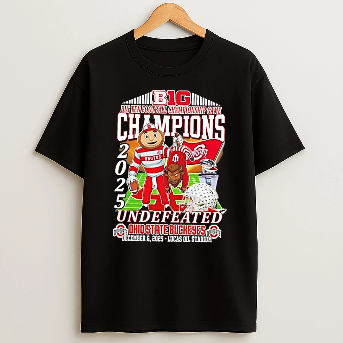 Big Ten Football Championship Game Champions Undefeated Ohio State Buckeyes Beat Indiana Hoosiers Lucas Oil Stadium T Shirt