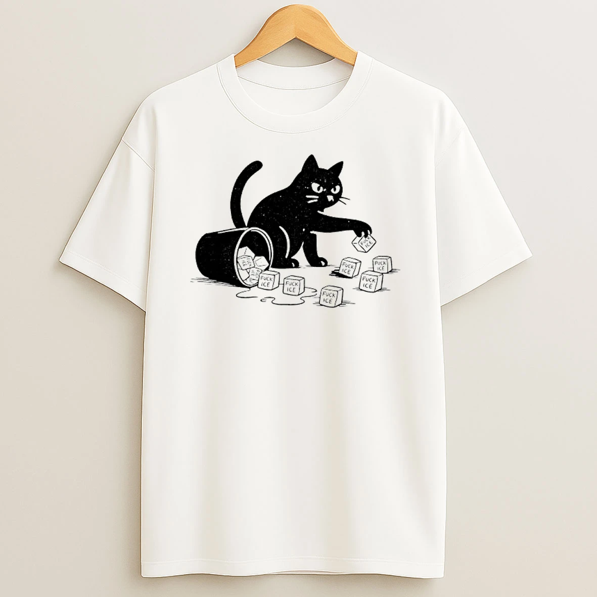 Black Cat Fuck Ice Anti Trump T Shirt