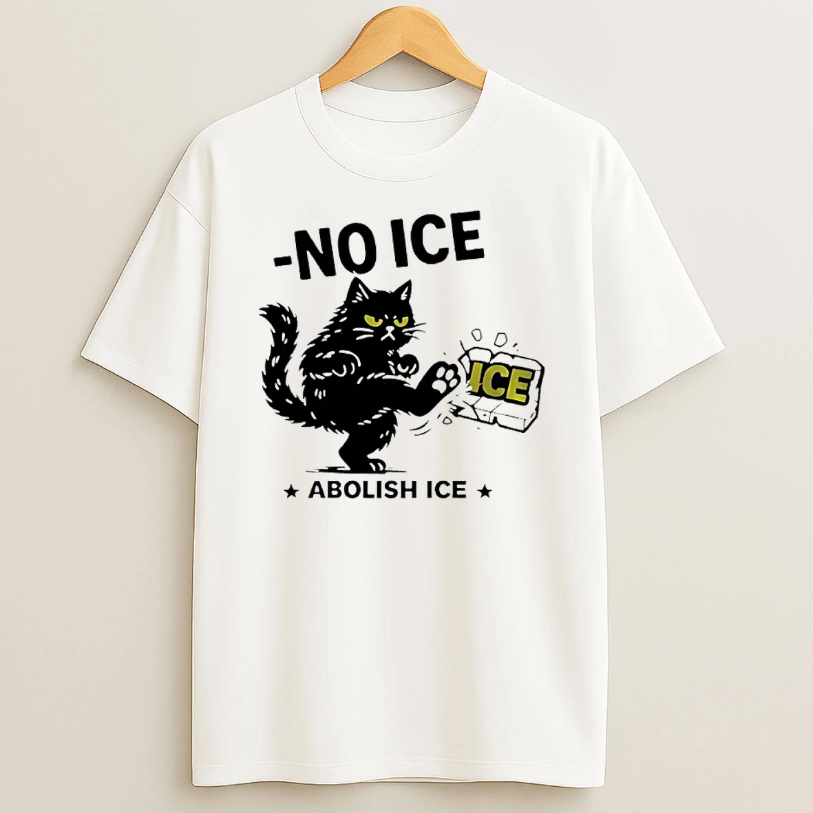 Black Cat No Ice Abolish Ice Graphic T Shirt