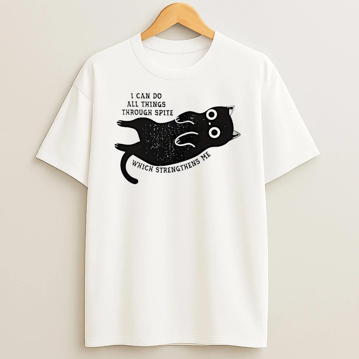Black Cat I Can Do All Things Through Spite Which Strengthens Me T Shirt