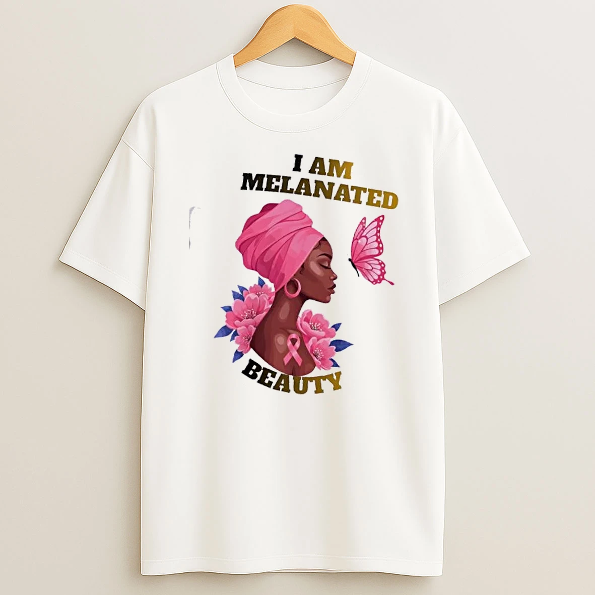 Black Woman Flower Butterfly I Am Melanated Beauty T Shirt