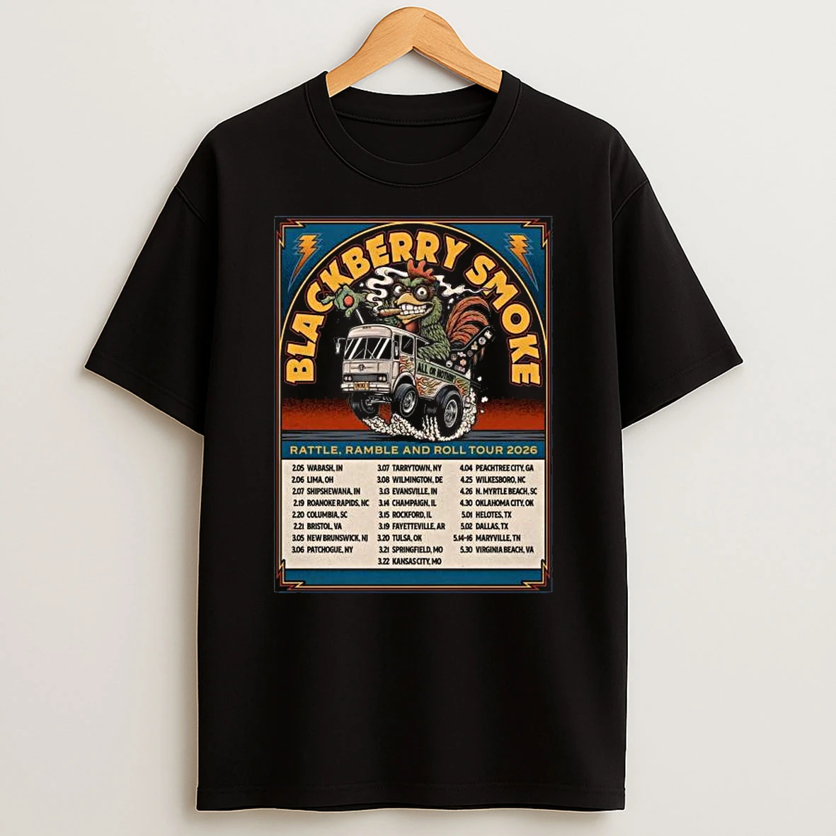 Blackberry Smoke Rattle Ramble And Roll 2026 Tour T Shirt