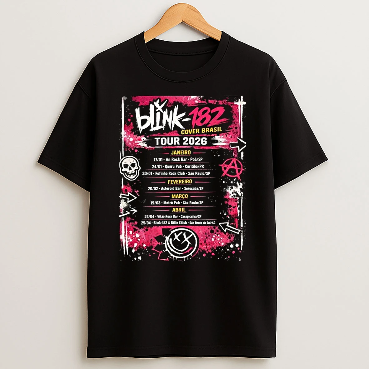 Blink 182 Cover Brasil Tour 2026 T Shirt