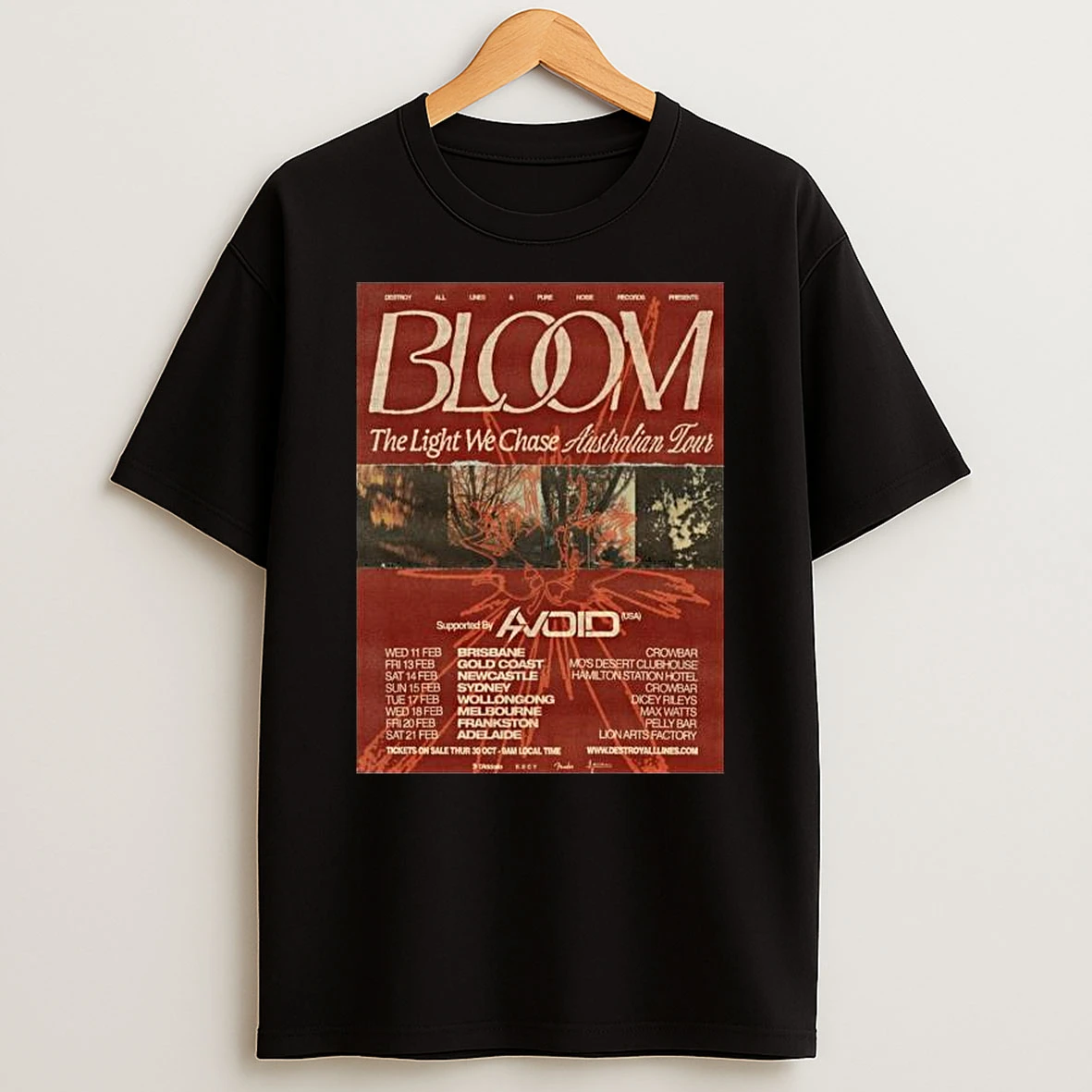Bloom The Light We Chase Australian Tour 2026 T Shirt