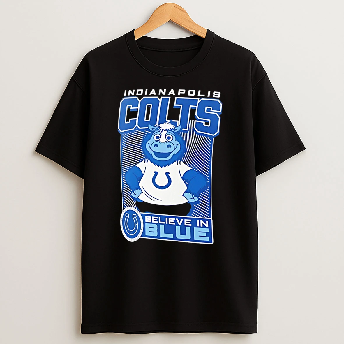 Blue Indianapolis Colts Football Believe In Blue Mascot T Shirt