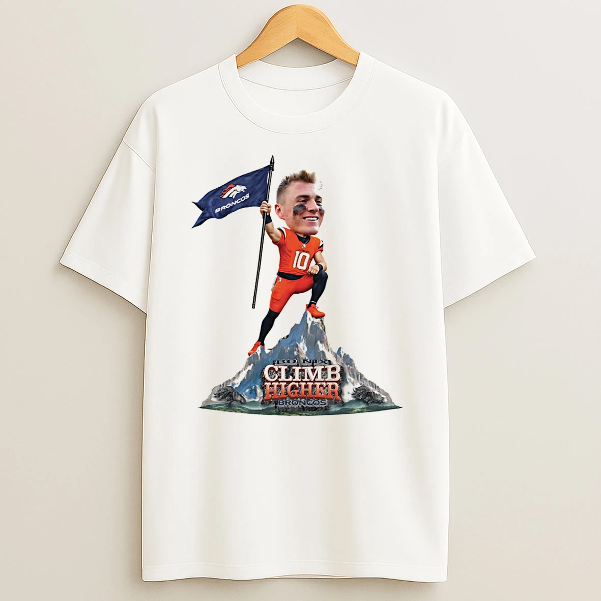 Bo Nix Denver Broncos Climb Higher Caricature T Shirt