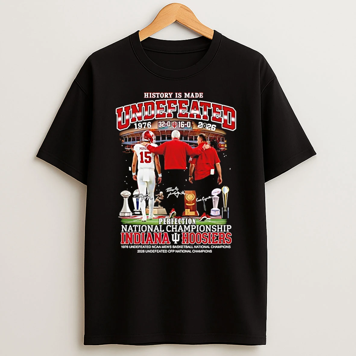 Bob Knight Curt Cignetti And Fernando Mendoza Indiana Hoosiers Football Perfection National Championship T Shirt
