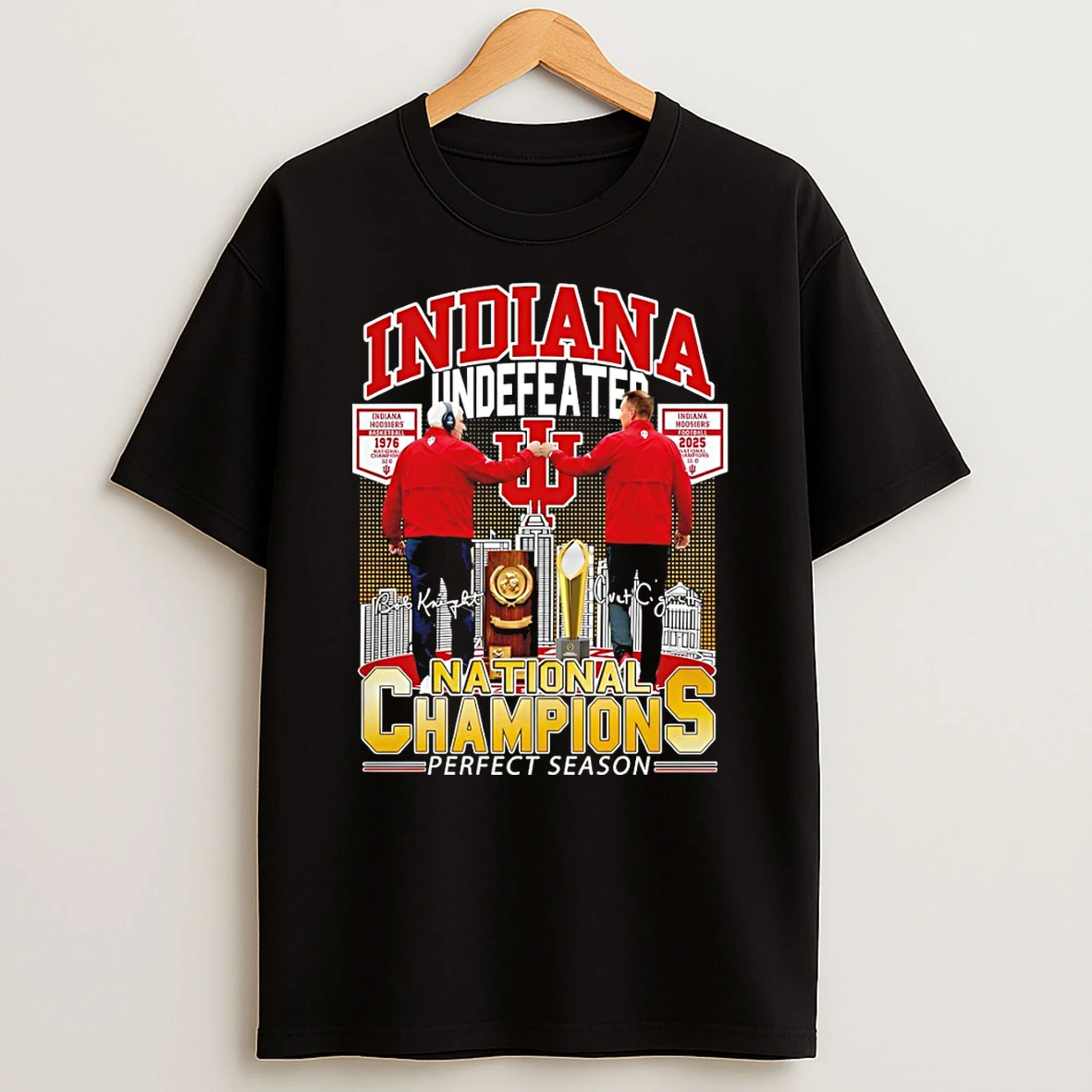 Bob Knight Vs Curt Cignetti Indiana Hoosiers Football Undefeated National Champions Perfect Season T Shirt