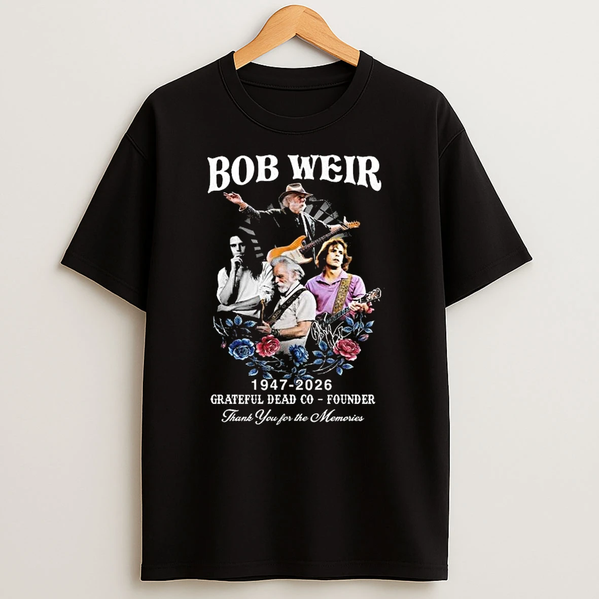 Bob Weir Grateful Dead Co Founder 1947 2026 Thank You For The Memories Signature T Shirt