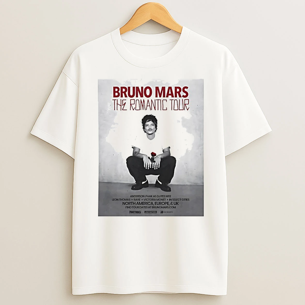 Bruno Mars The Romantic Tour 2026 Circle T Shirt