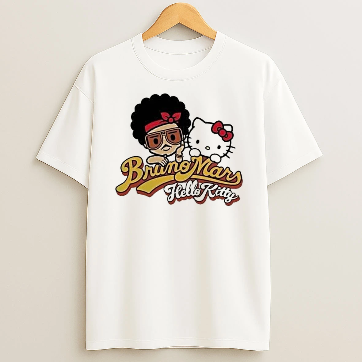 Bruno Mars X Hello Kitty Collaboration Japan 2024 T Shirt