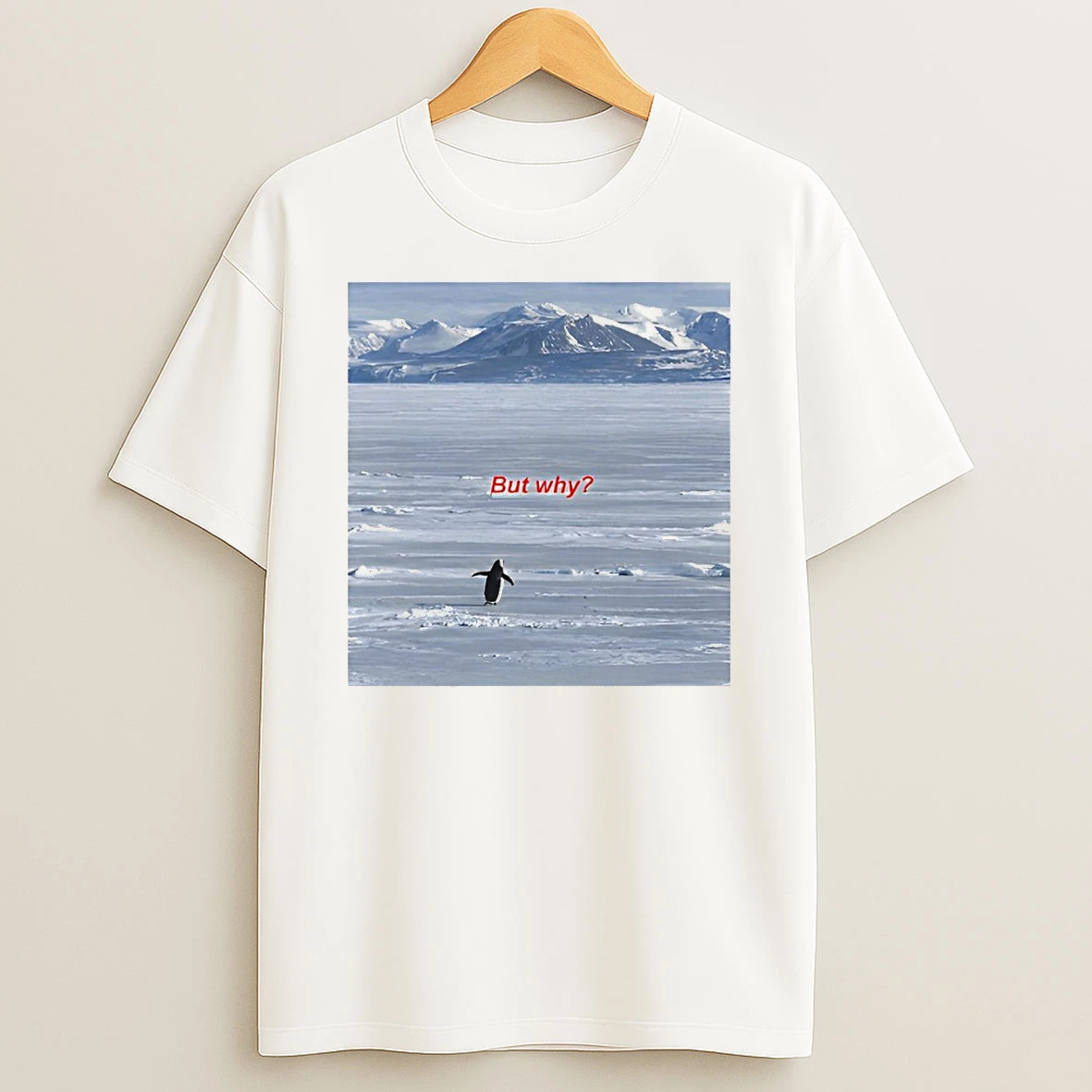 But Why Penguin Graphic Funny Nihilist Hiking T Shirt