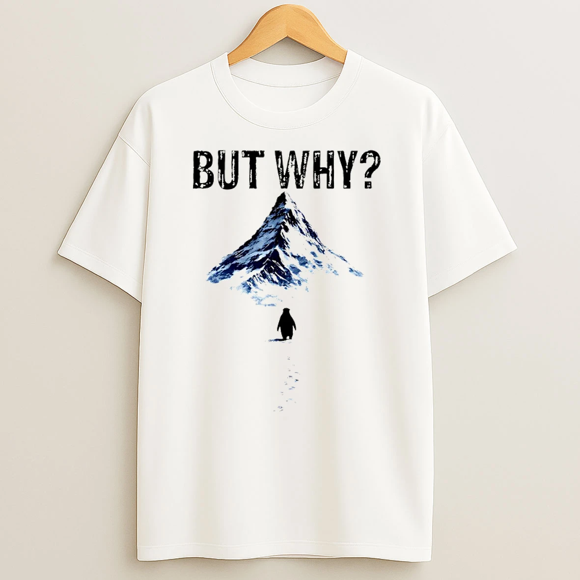 But Why Penguin Trendy Nihilist Sad Penguin T Shirt
