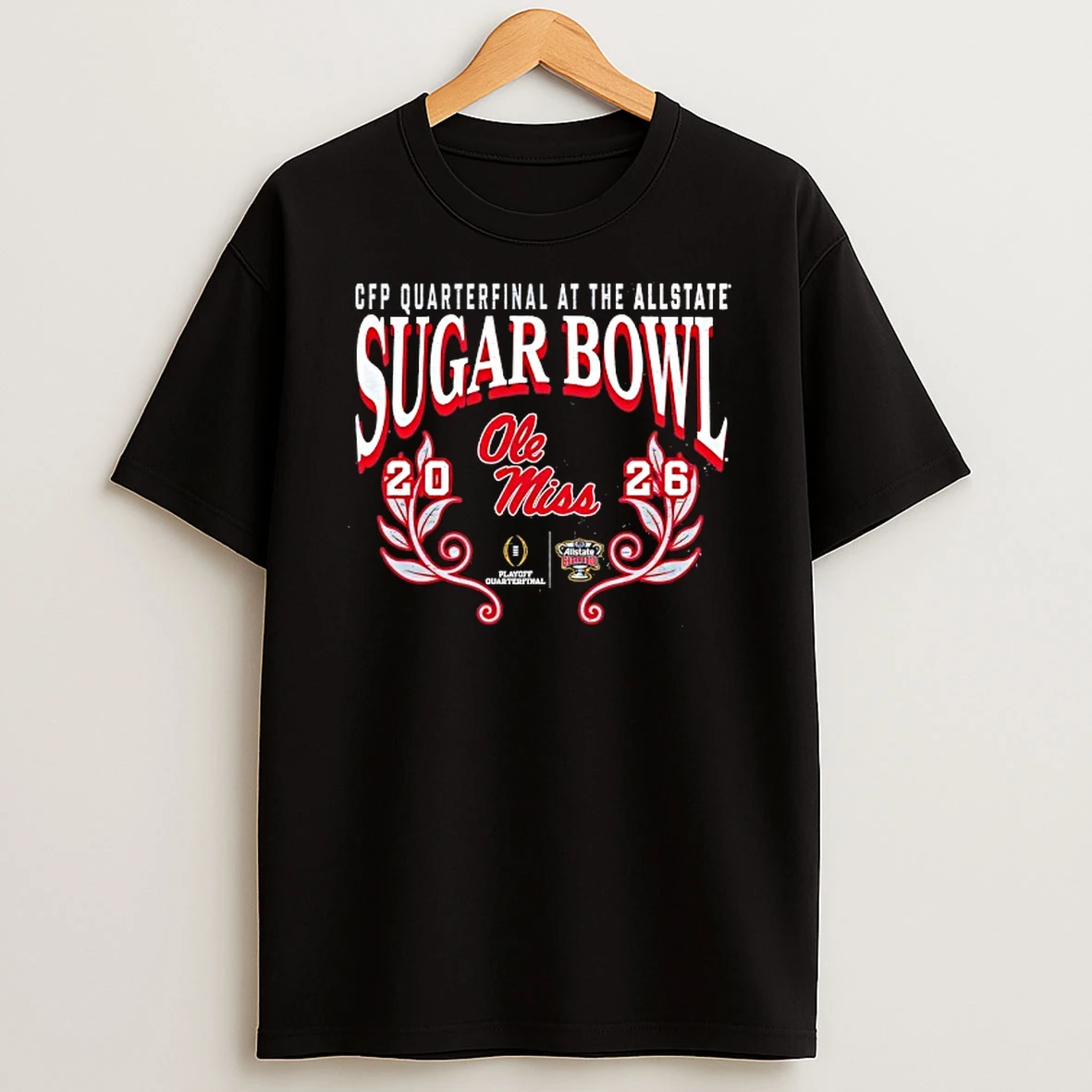 Cfp Quarterfinal At The Allstate Sugar Bowl 2026 Ole Miss Rebels Wreath Logo T Shirt