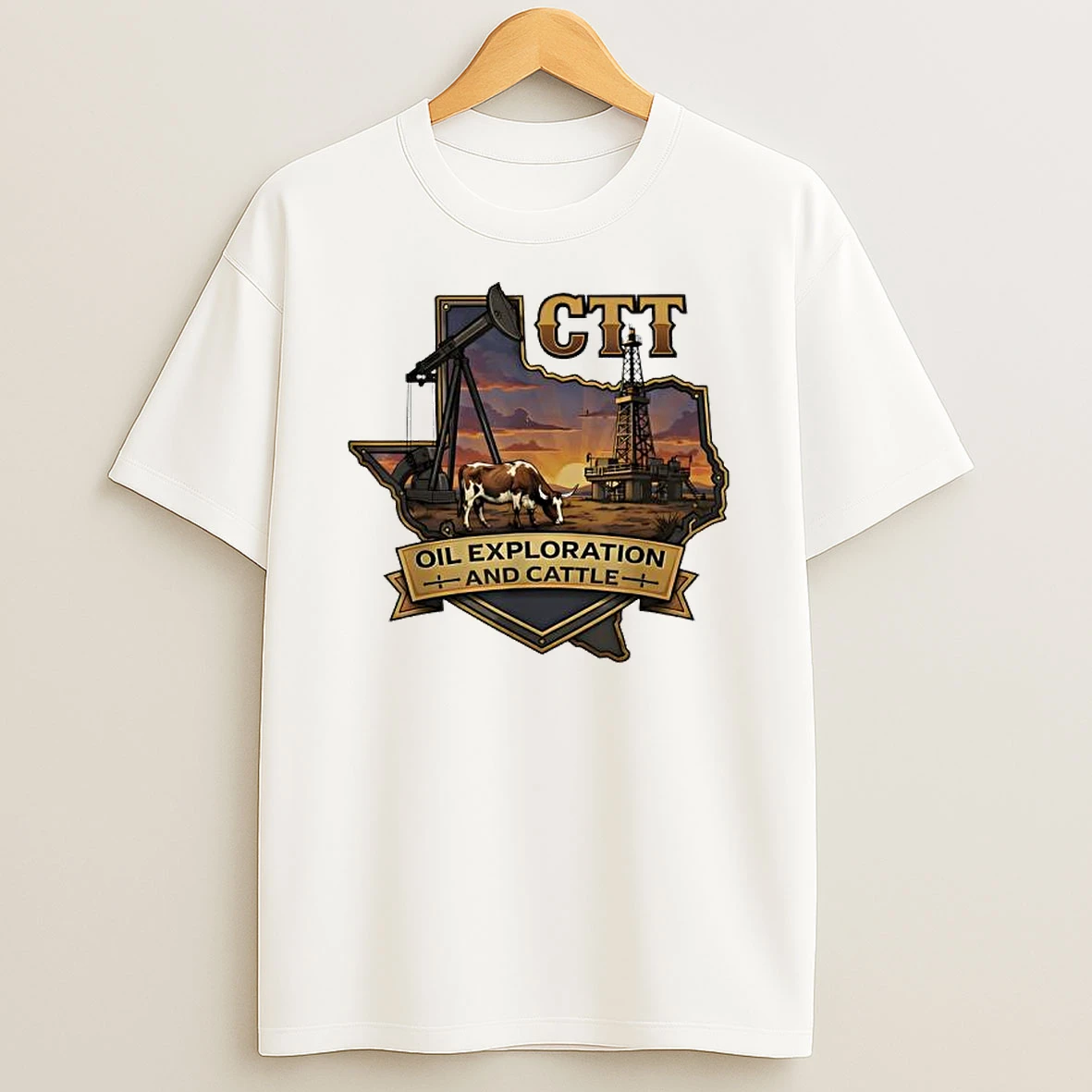 Ctt Oil Exploration Cattle Company Texas Retro T Shirt