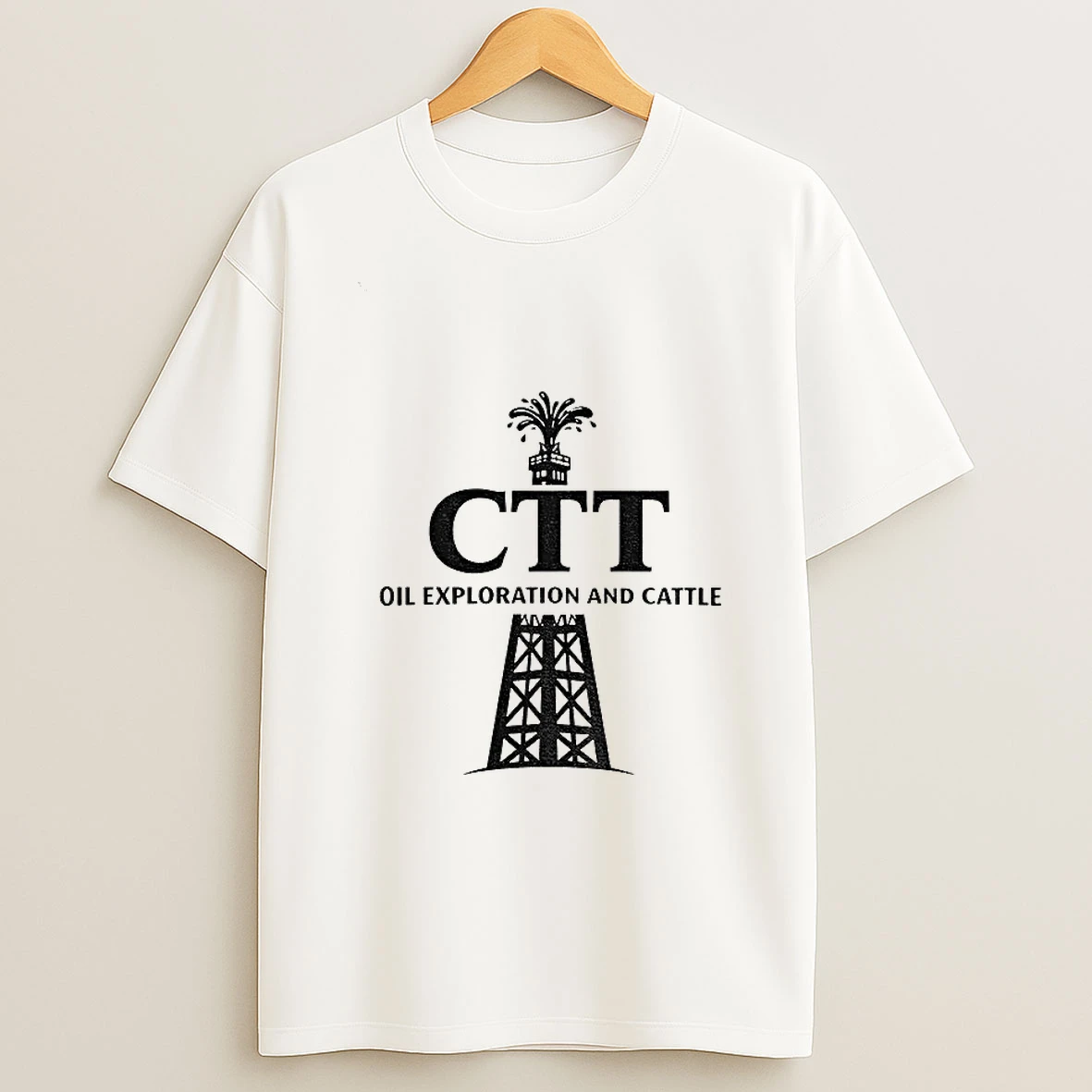 Ctt Oil Exploration And Cattle Oil Derrick Logo T Shirt
