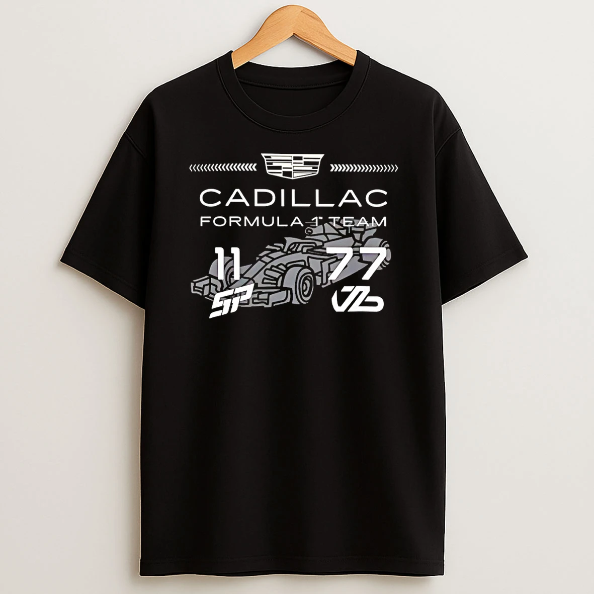 Cadillac Formula 1 Team Racing Logo Back Numbers 11 77 T Shirt
