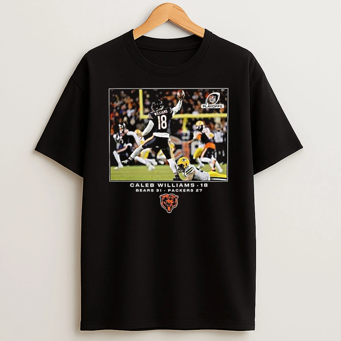Caleb Williams Chicago Bears Nfl Flash Features Wild Card Big Tall Bears 31 Packers 27 T Shirt