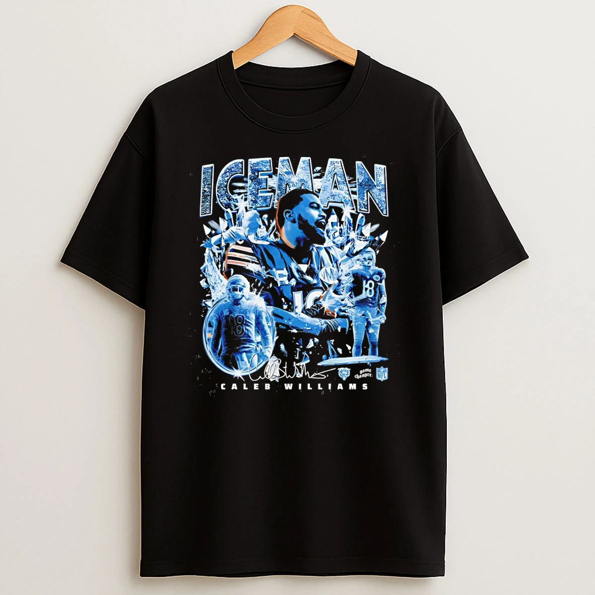 Caleb Williams Iceman Snow Chicago Bears Nfl Football Graphic Signature T Shirt