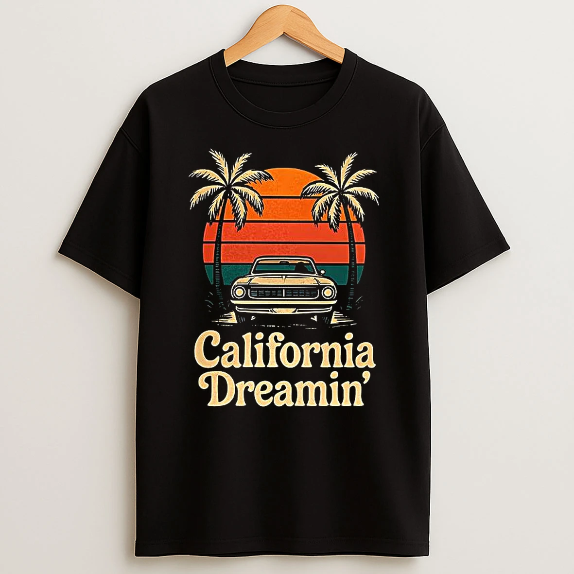 California Dreamin Vintage Sunset Car T Shirt