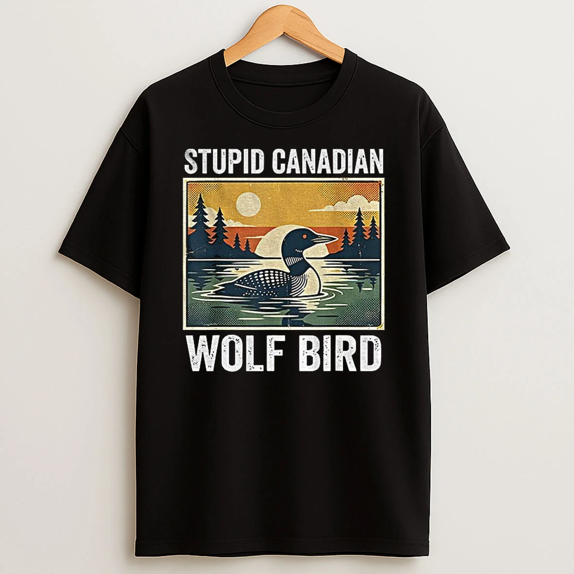 Canadian Wildlife Humor Stupid Canadian Wolf Bird T Shirt