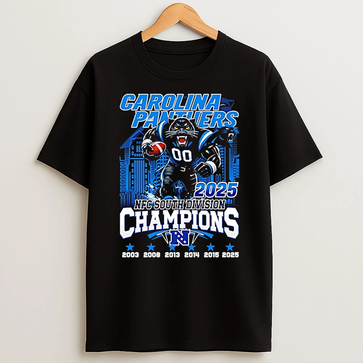 Carolina Panthers Nfc South Champions 2025 6 Time Mascot T Shirt