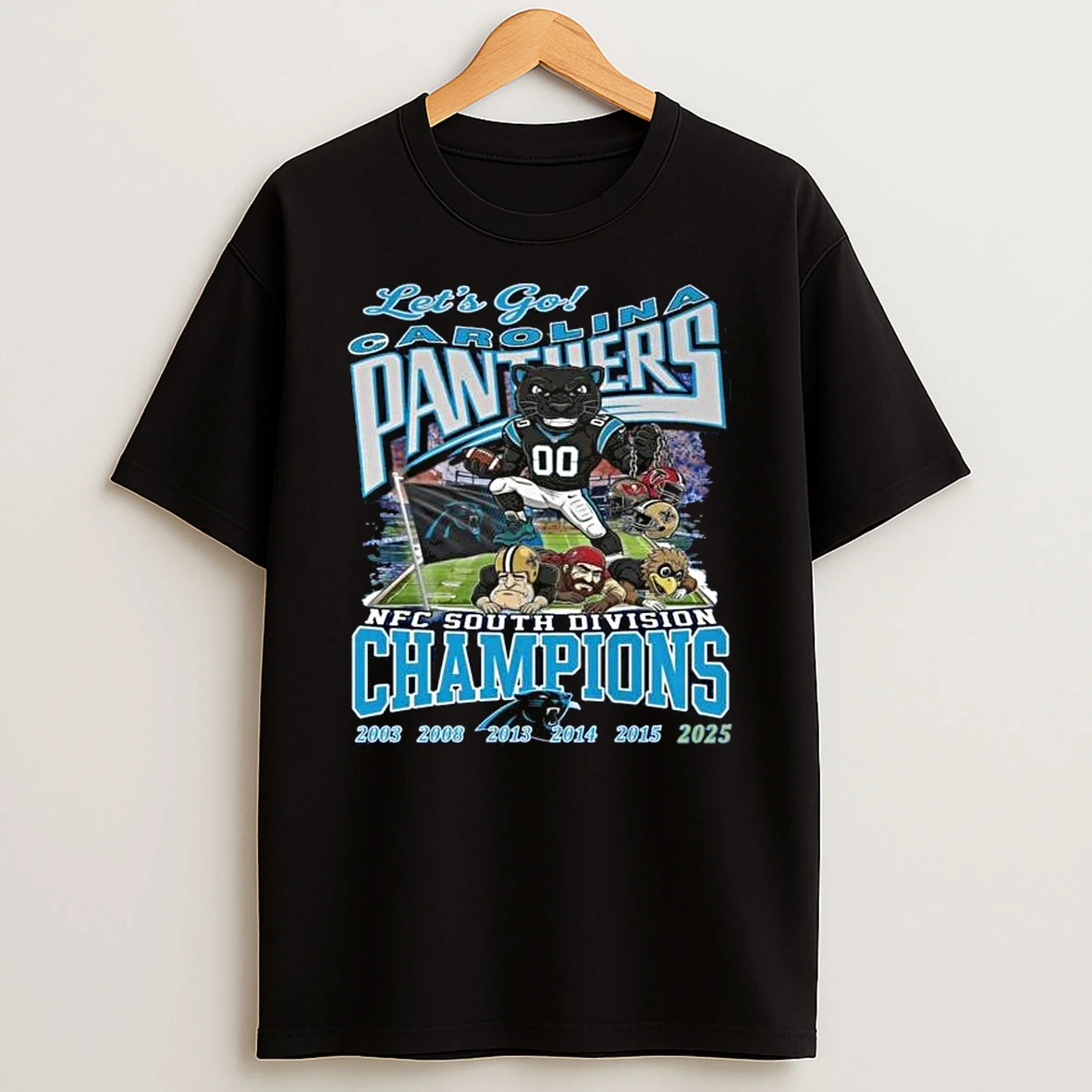 Carolina Panthers Nfc South Champions 2025 Lets Be Back Mascot T Shirt