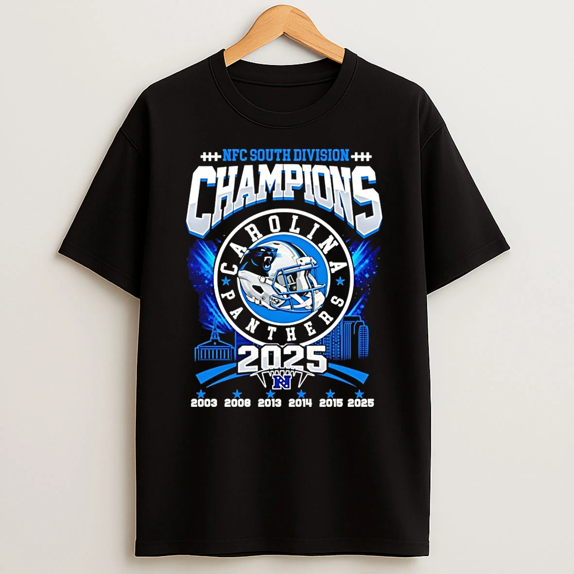Carolina Panthers Are Nfc South Champions 2025 6 Time Helmet T Shirt