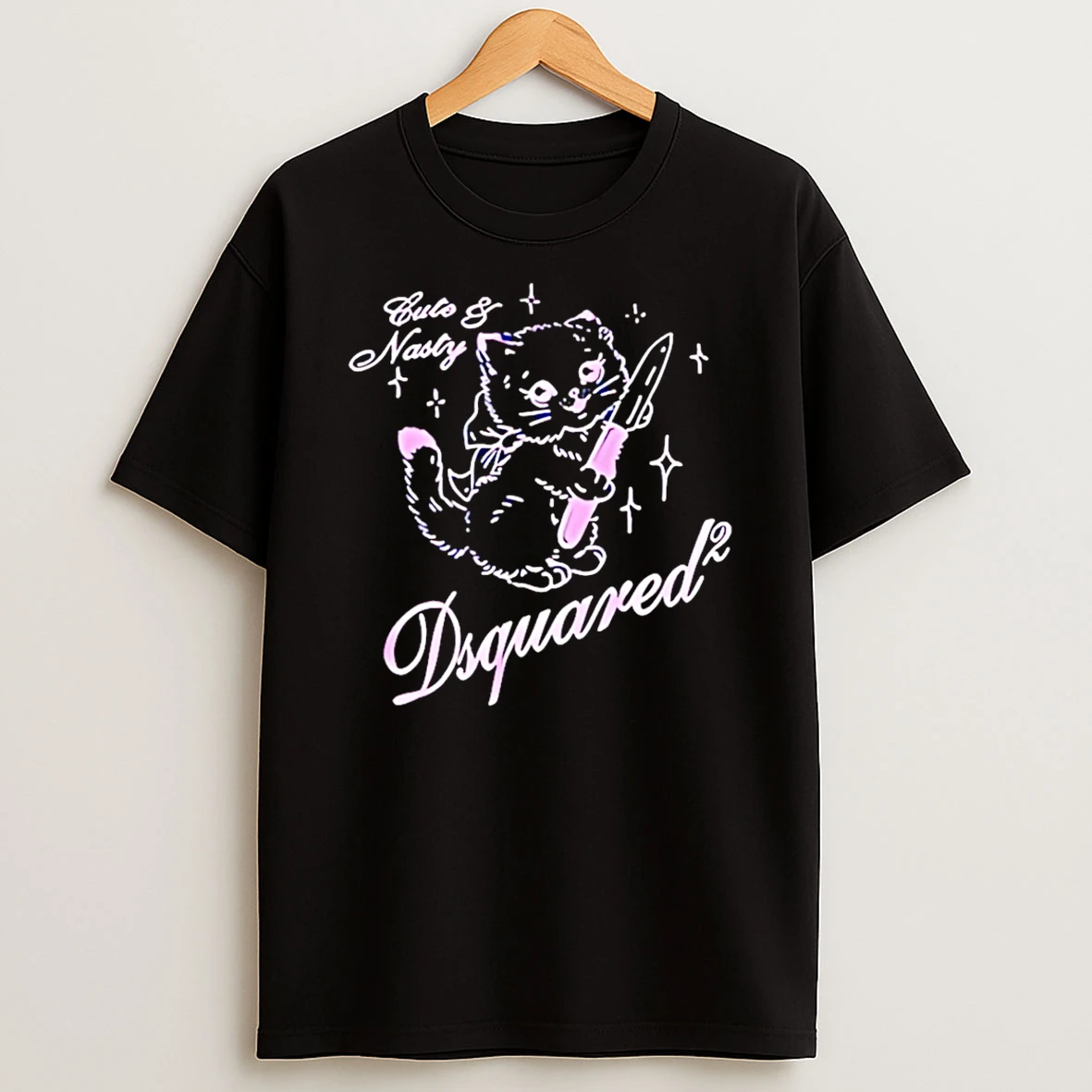 Cat Cute And Nasty Dsquared Sketch T Shirt
