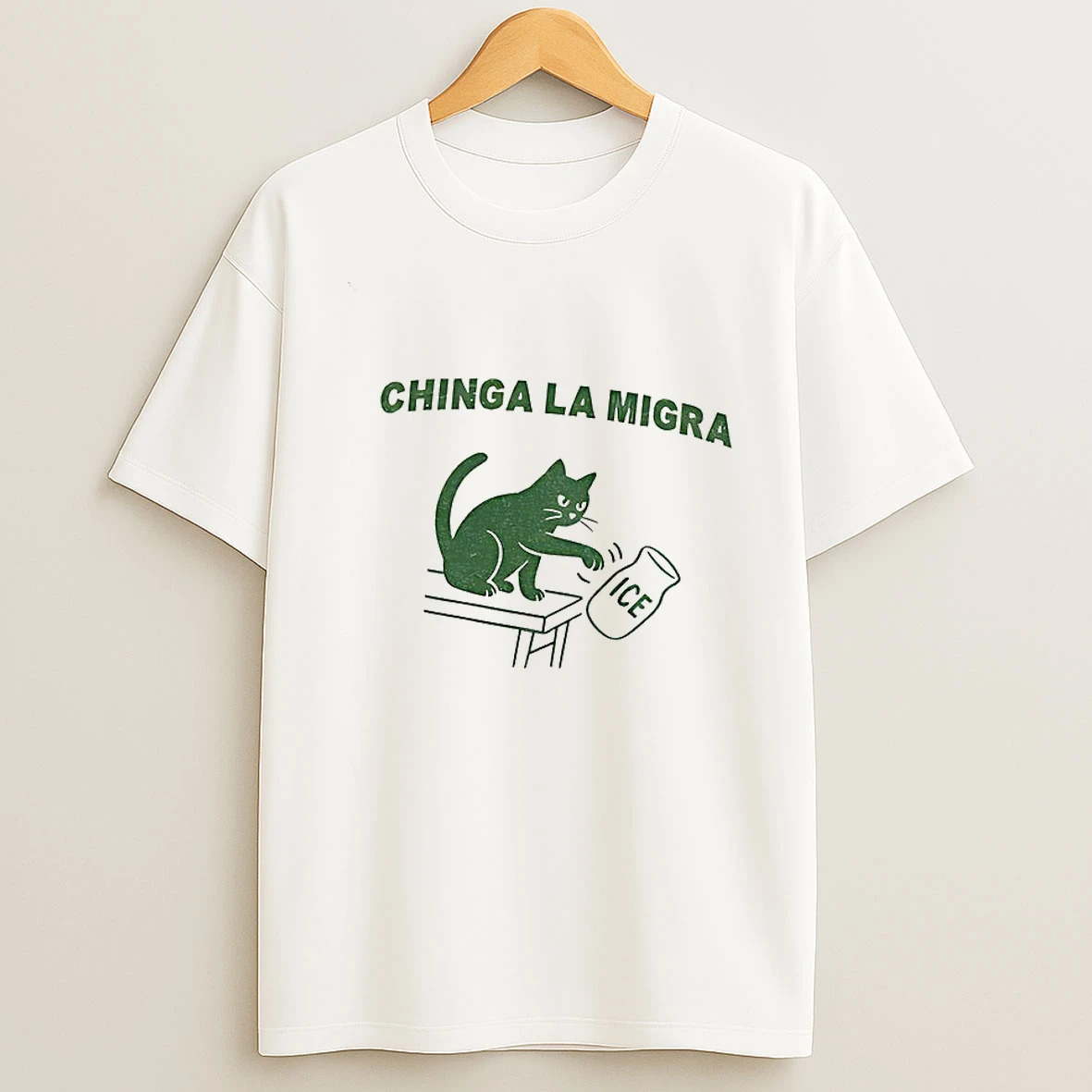 Cat Fuck Ice Chinga La Migra Funny Political T Shirt