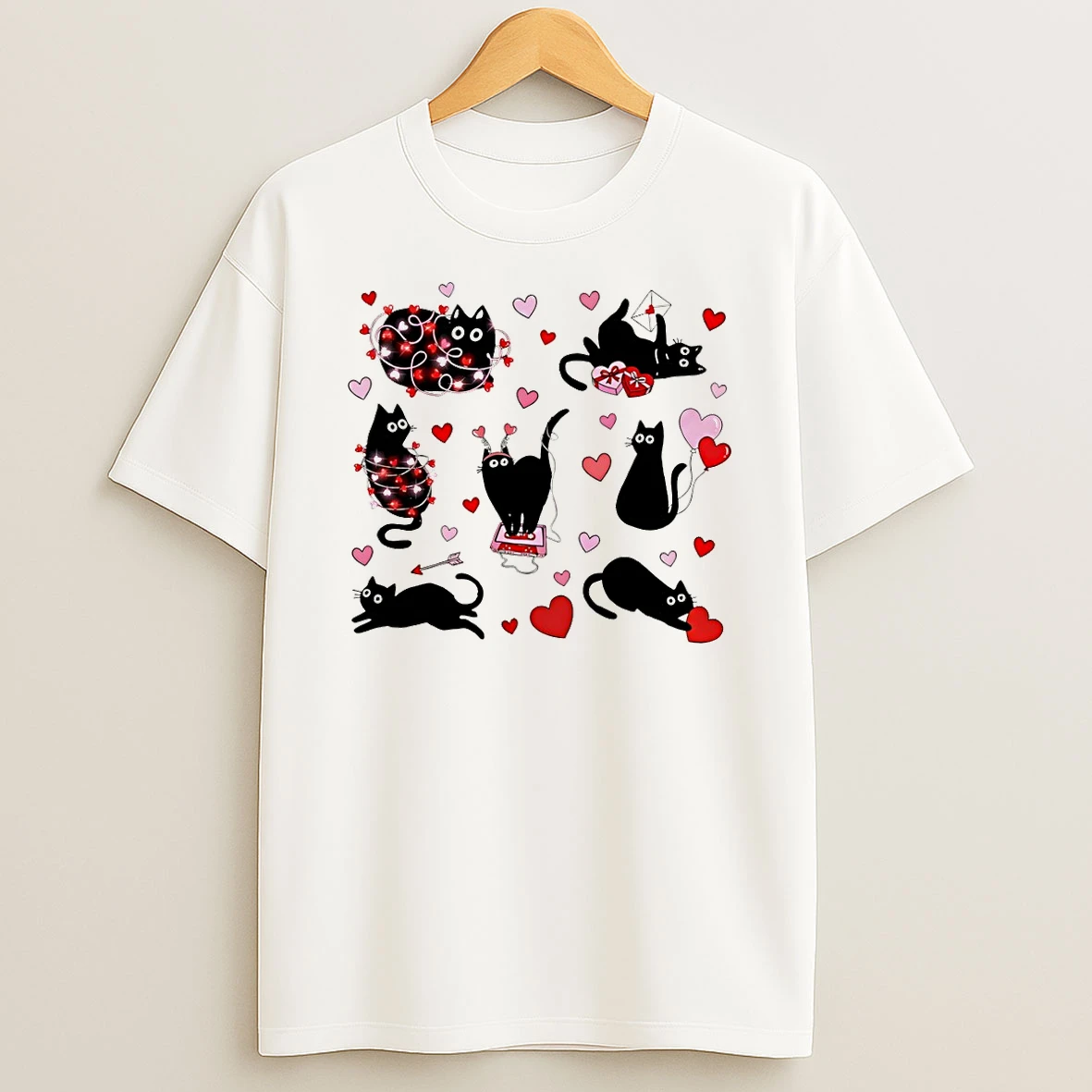 Cat Love Heart Valentines Day 2026 T Shirt