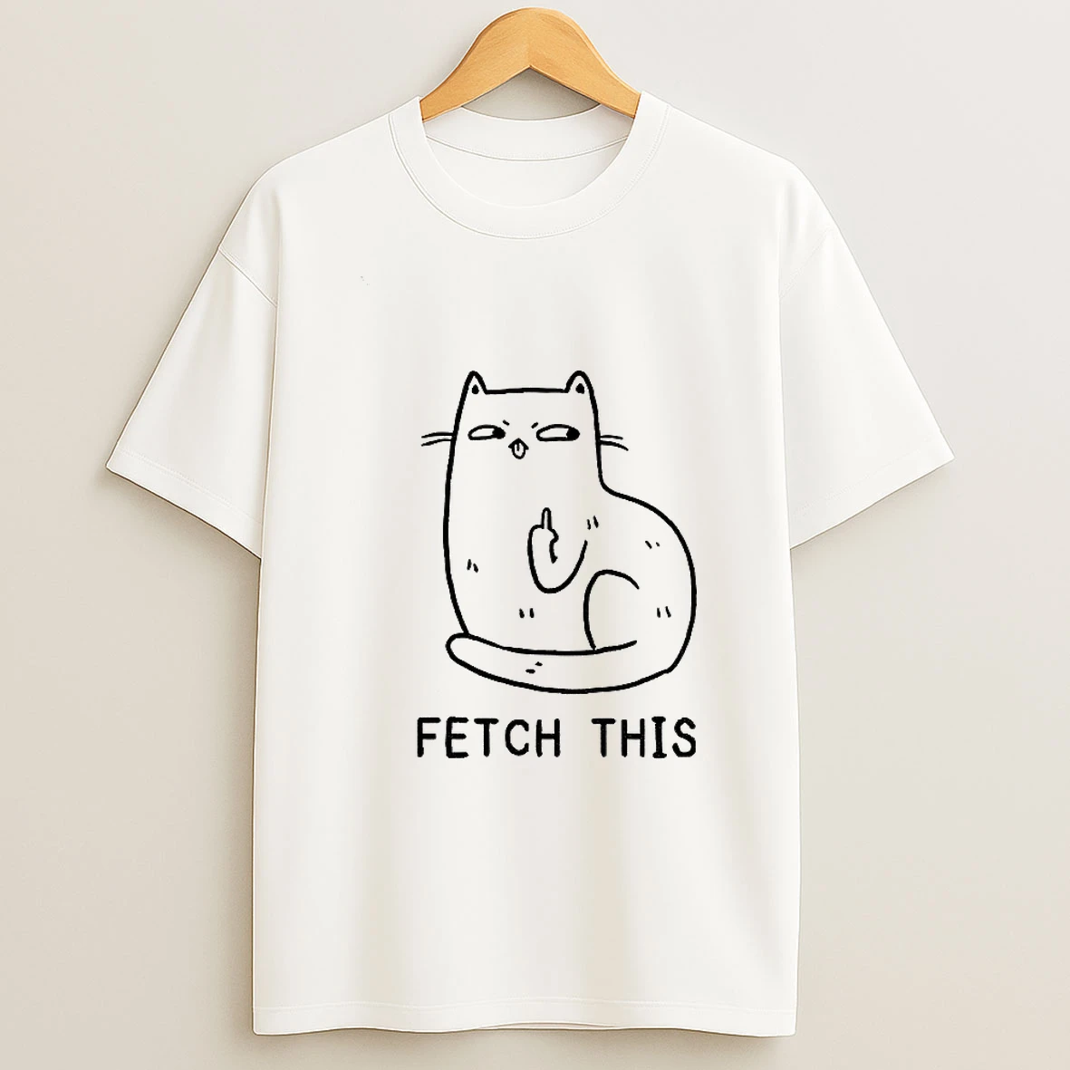 Cat Middle Finger Fetch This Meme T Shirt