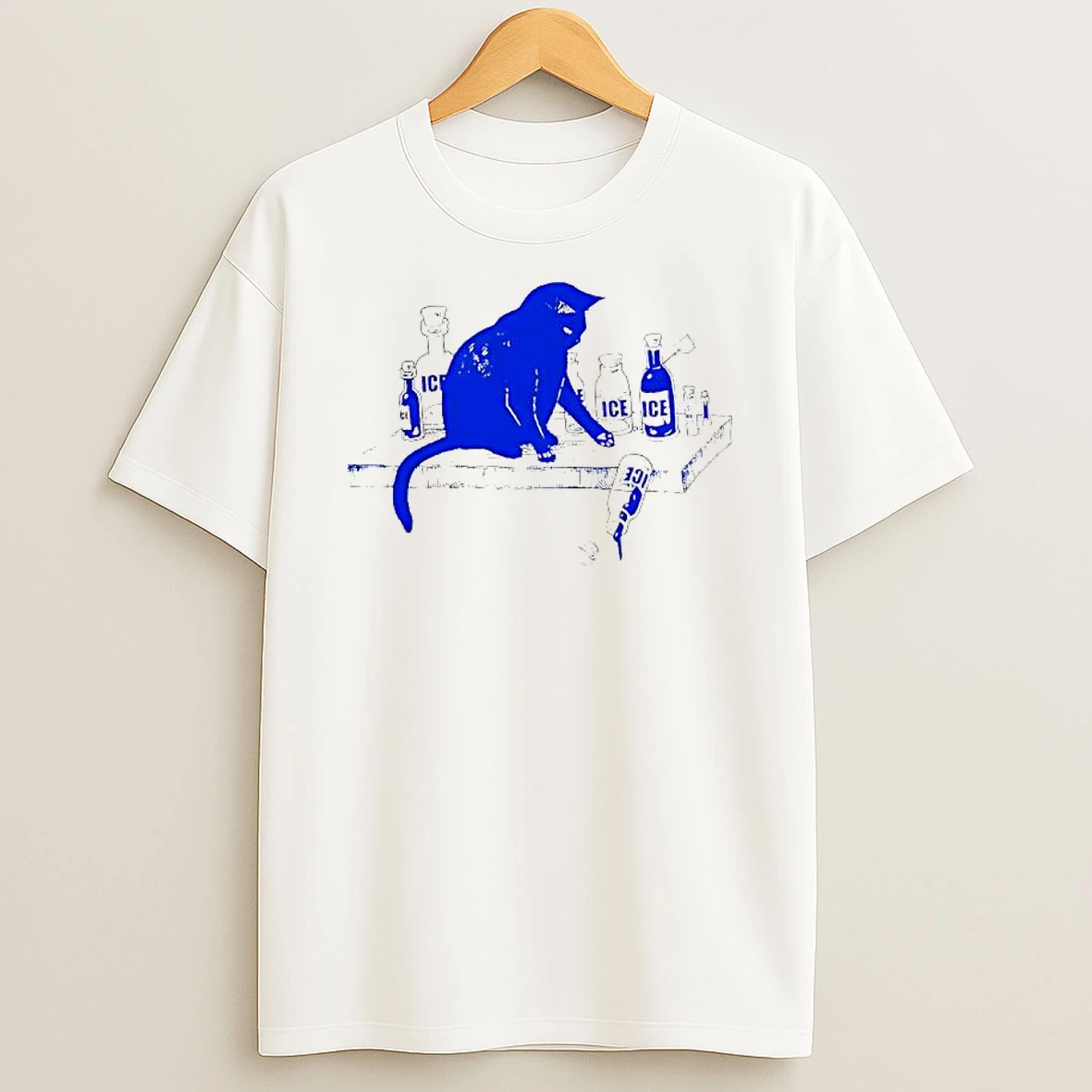 Cat With Ice Bottles Graphic T Shirt