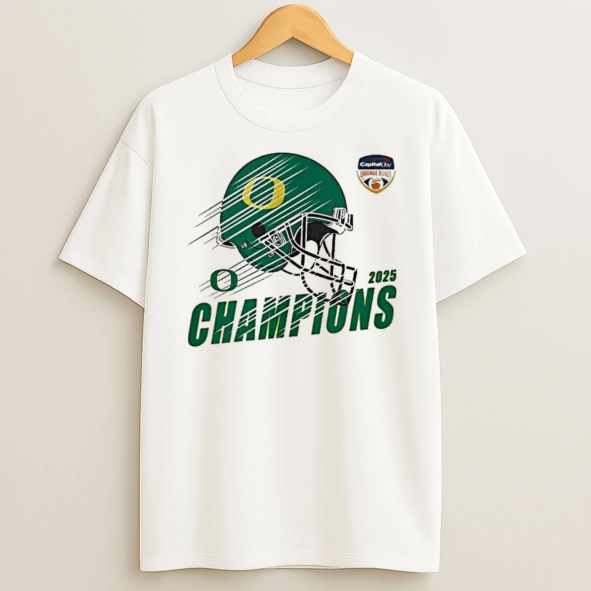 Celebrate 2026 Orange Bowl Champions Oregon Ducks To Champions 2026 Capital One Orange Bowl Helmet T Shirt