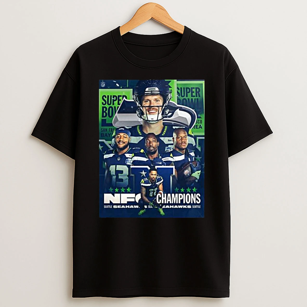 Celebrate Seattle Seahawks 2025 2026 Nfc Champions Back In The Super Bowl For The First Time In 11 Years T Shirt