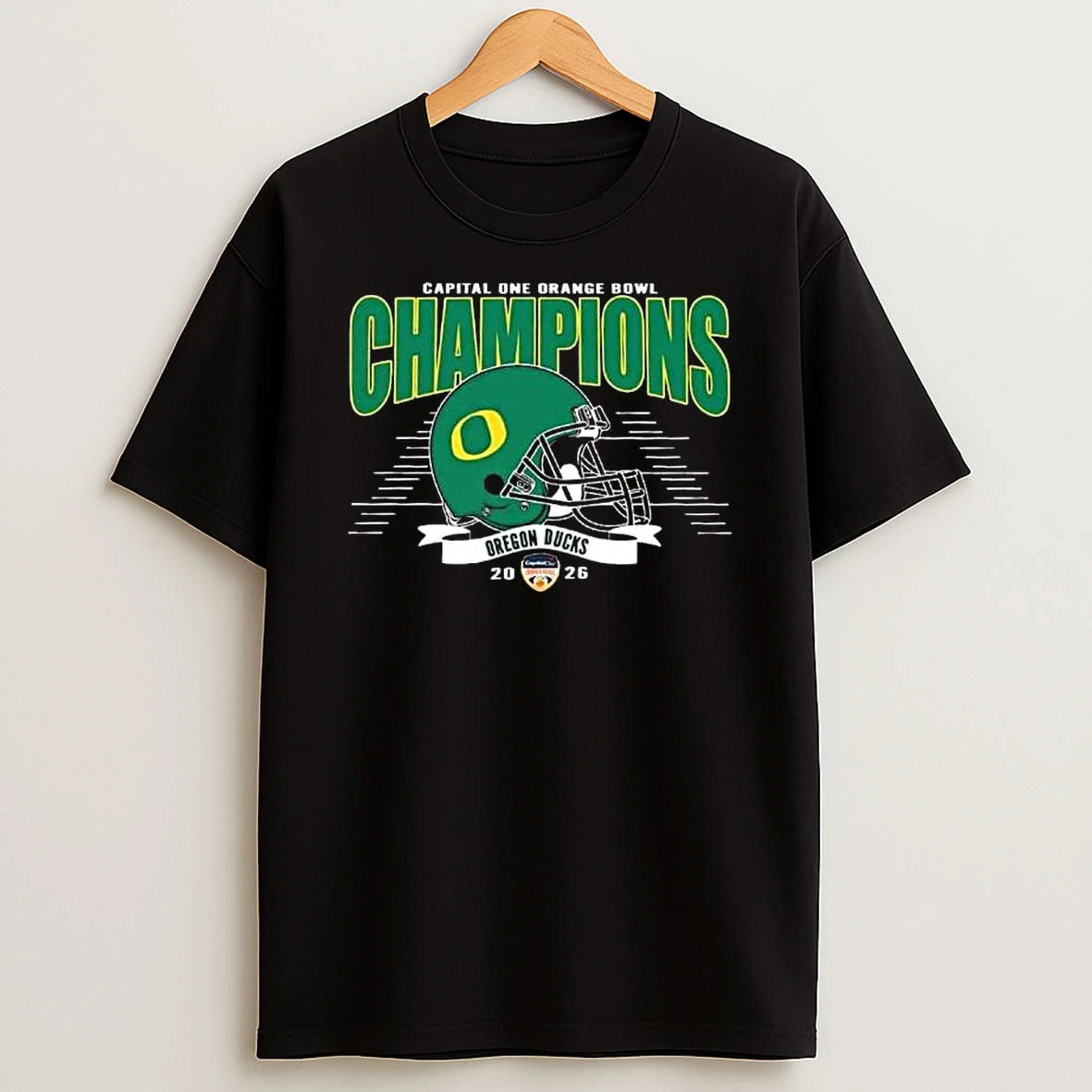 Cfb Quarterfinal Champions Oregon Ducks Football Champions 2026 Capital One Orange Bowl Presented Helmet T Shirt