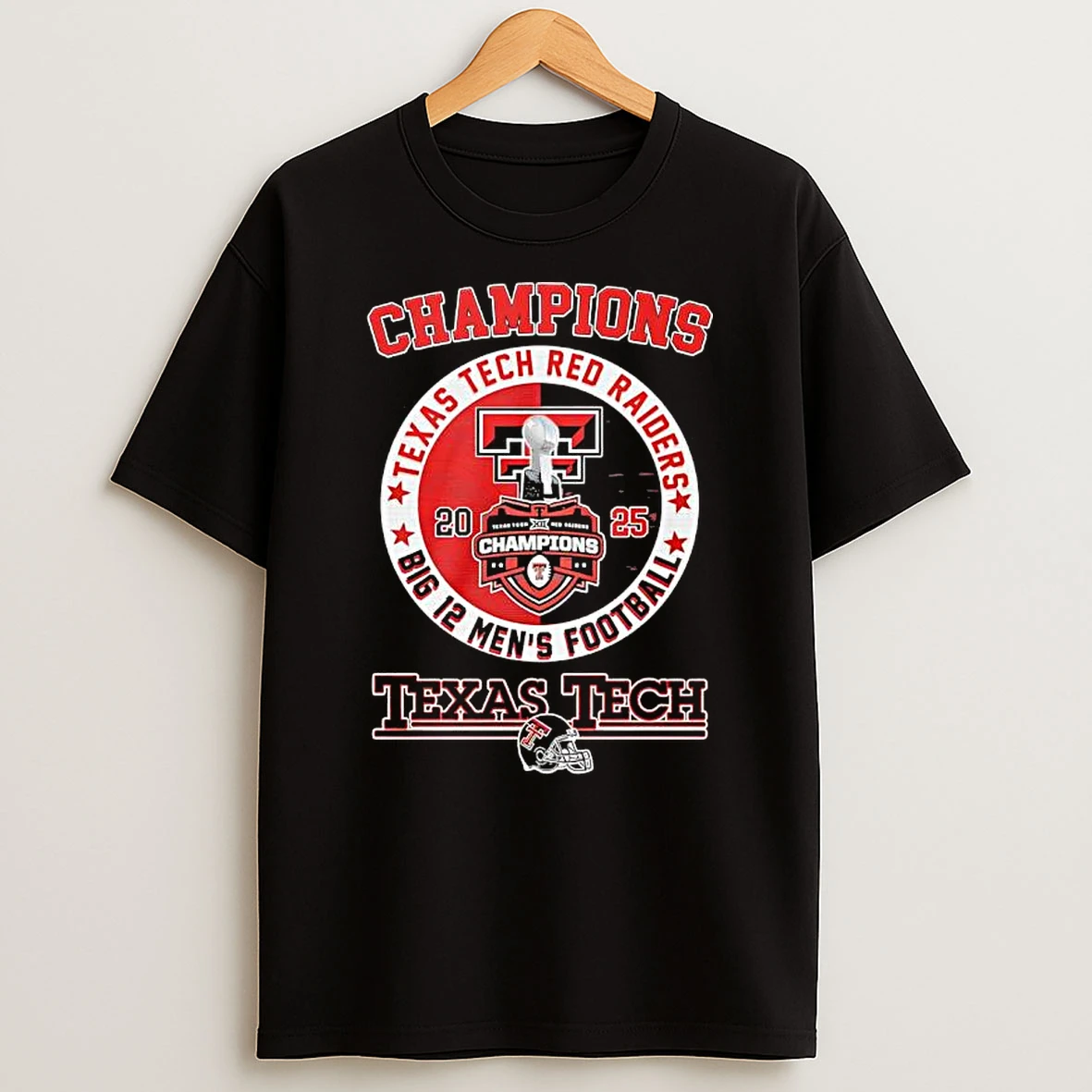 Champions Texas Tech Red Raiders 2025 Big 12 Mens Football Logo T Shirt