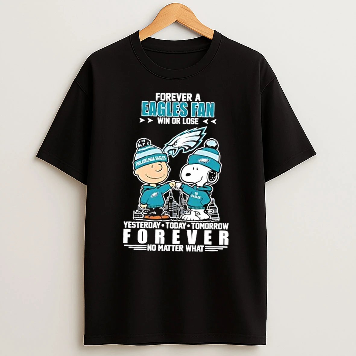 Charlie Brown Fist Bump Snoopy Forever A Philadelphia Eagles Fan Win Or Lose No Matter What T Shirt