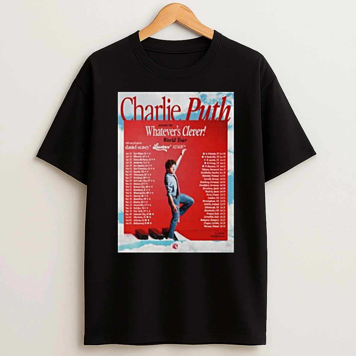 Charlie Puth Whatevers Clever World Tour 2026 Schedule Venue Tour Dates T Shirt