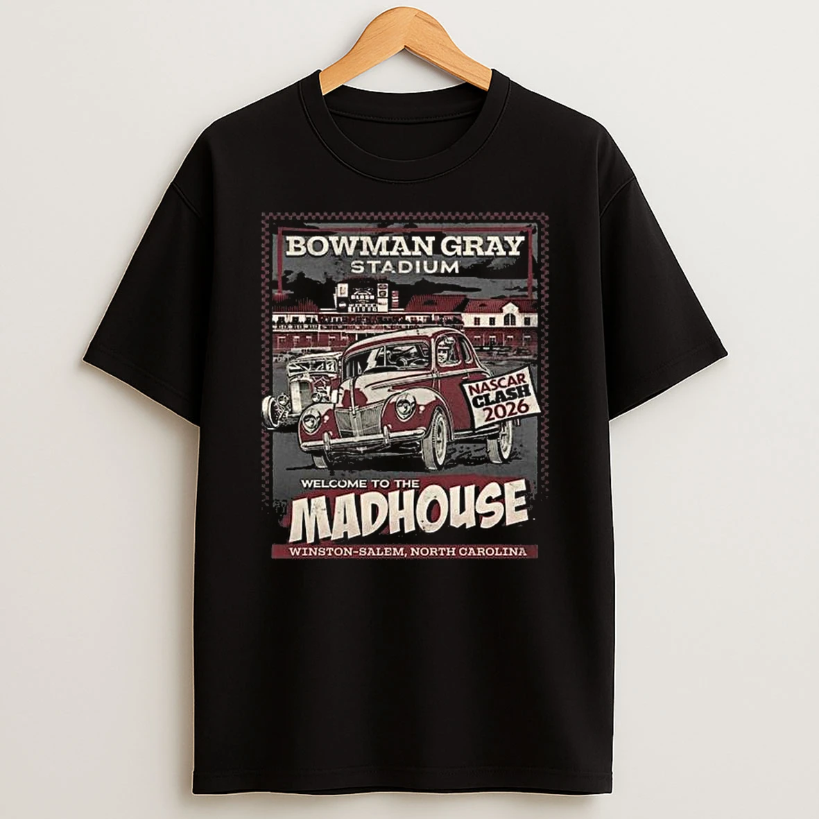 Checkered Flag Sports Bowman Gray Stadium 2026 Cook Out Clash Welcome To The Madhouse Vintage T Shirt