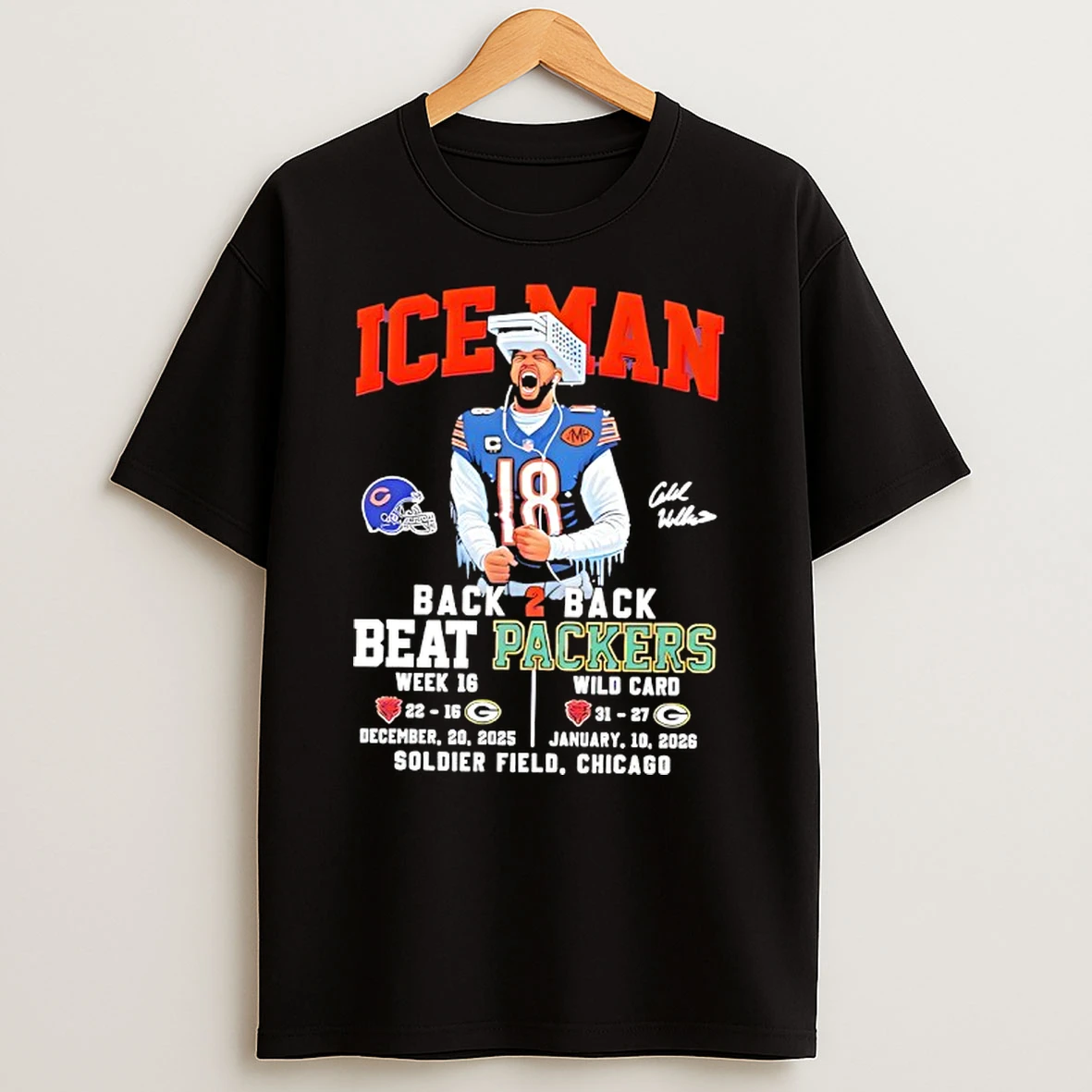 Chicago Bear Iceman Back 2 Back Beat Packers T Shirt