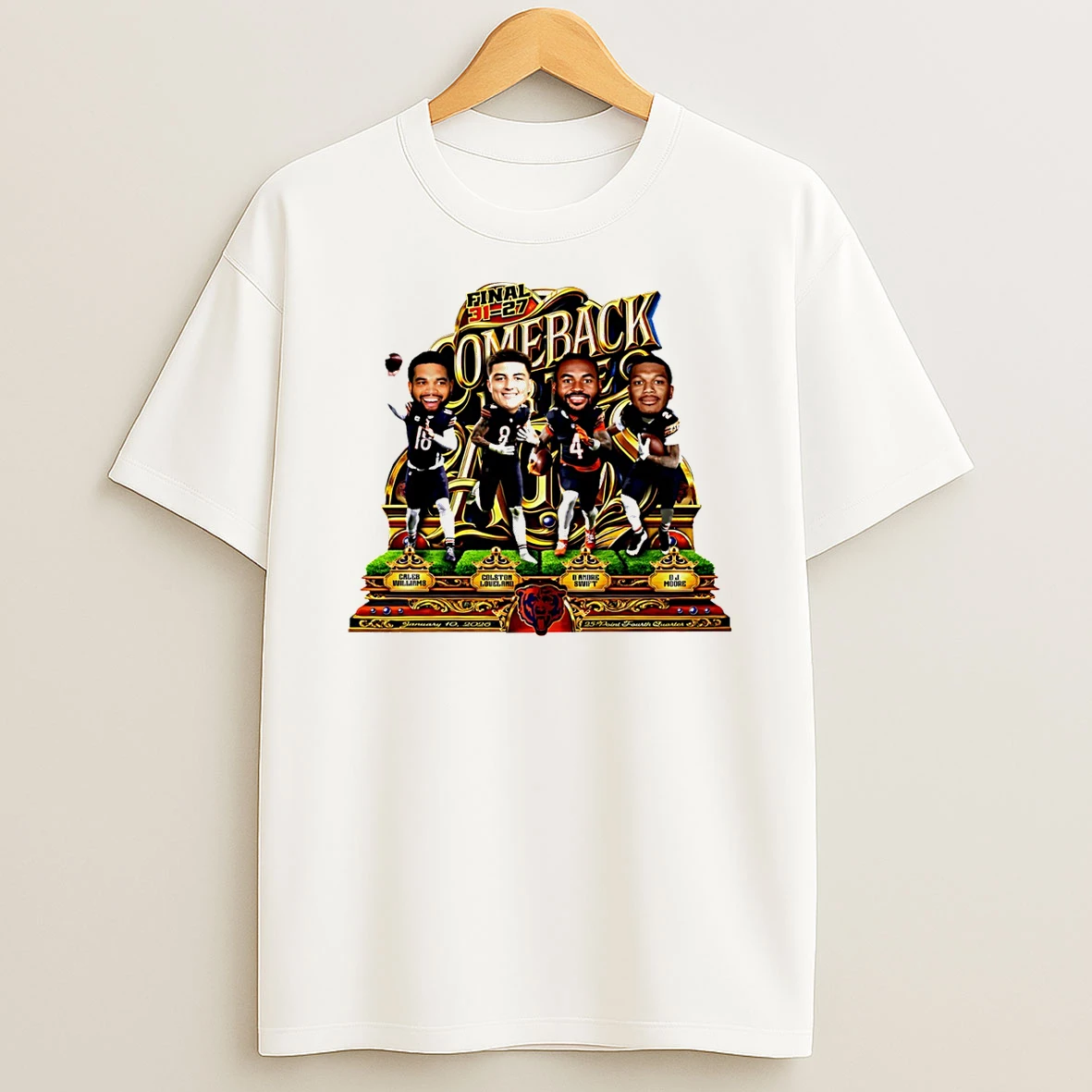 Chicago Bears Comeback Of The Ages Nfl Wild Card Caricature T Shirt