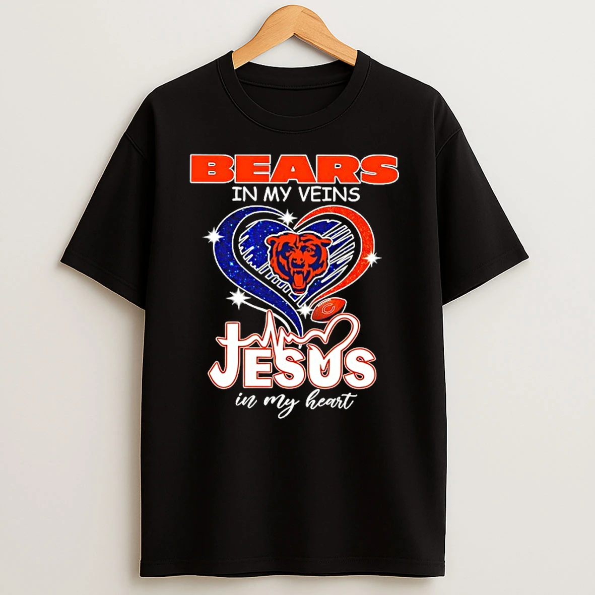 Chicago Bears In My Veins Jesus In My Heart T Shirt
