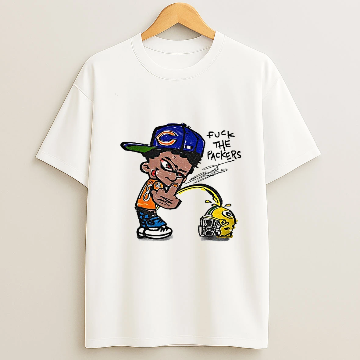 Chicago Bears Piss On Green Bay Packers Football Fuck The Packers Caricature T Shirt