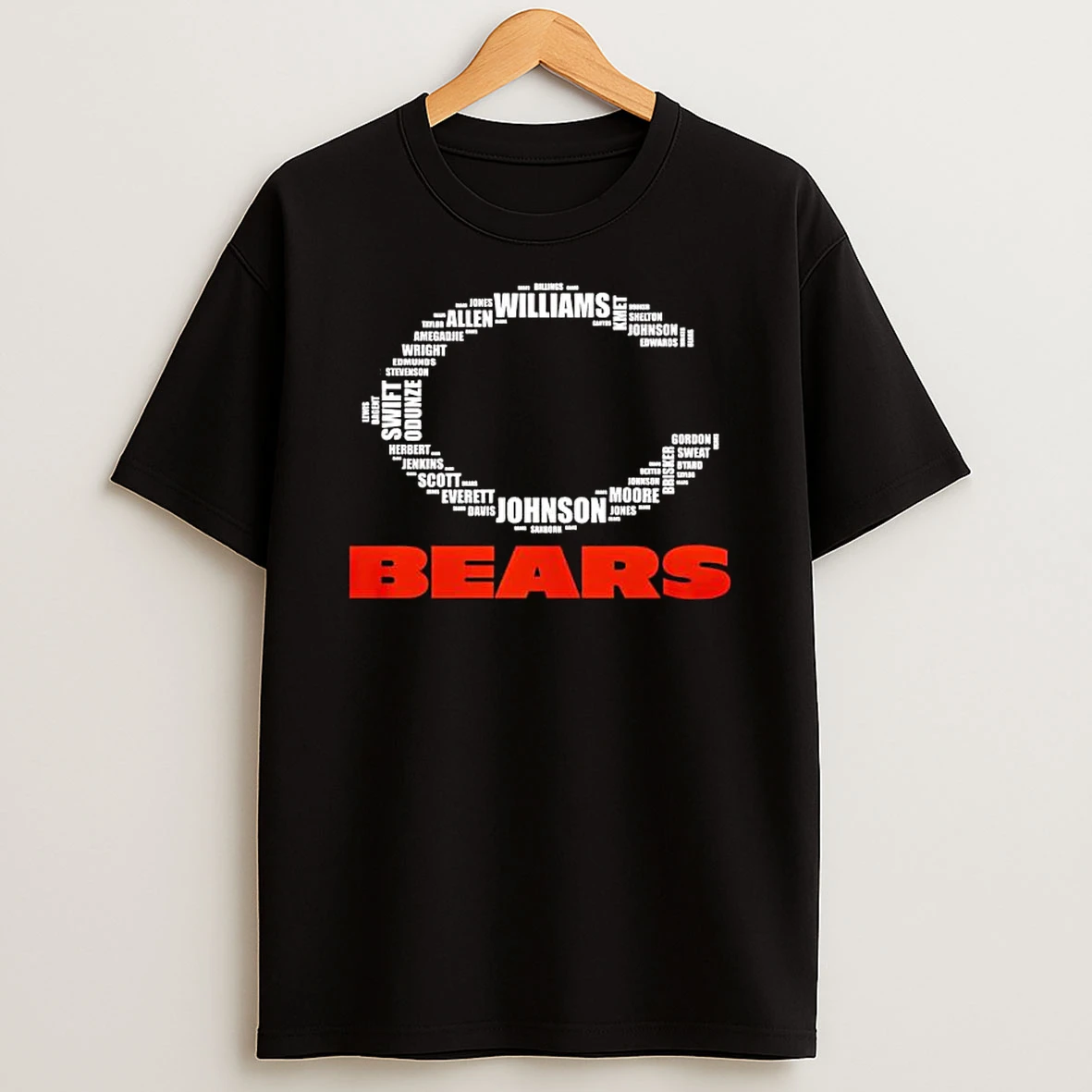 Chicago Bears Player Names Forming Team Logo T Shirt